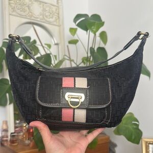 Y2K Tommy Hilfiger Black and Pink Designer Shoulder Bag